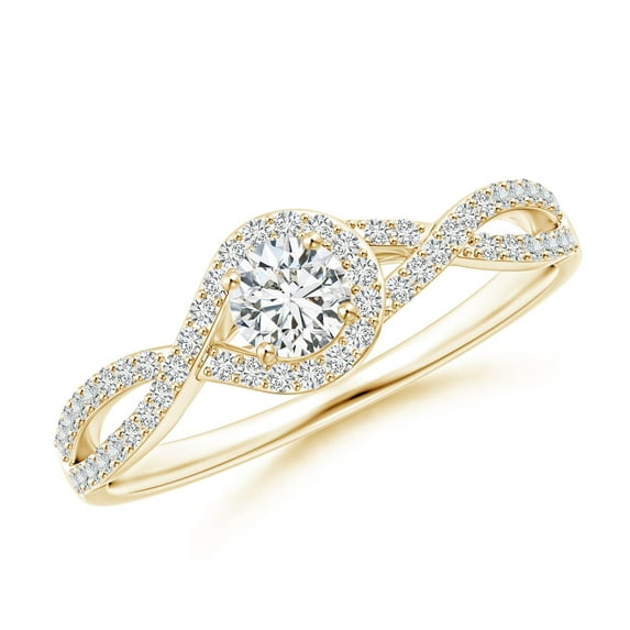 ANGARA Natural Criss Cross Infinity Halo Diamond Ring in 14K Yellow Gold for Women (Size-4mm| Color-H| Clarity-SI2) | April Birthstone, Anniversary, Jewelry Gift for Women | Natural Diamond Ring