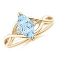 thumbnail image 1 of ANGARA Natural Criss-Cross Marquise Aquamarine Ring with Diamonds in 14K Yellow Gold for Women (Size-10x5mm) | March Birthstone, Anniversary, Jewelry Gift for Women | Natural Aquamarine Ring, 1 of 9