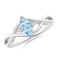 thumbnail image 1 of ANGARA Natural Criss-Cross Marquise Aquamarine Solitaire Ring with Diamonds in 14K White Gold for Women (Size-8x4mm) | March Birthstone, Anniversary, Jewelry Gift for Women | Natural Aquamarine Ring, 1 of 9