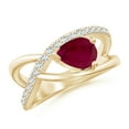 thumbnail image 1 of ANGARA Natural Criss Cross Pear Shaped 1.15 ct Ruby Ring with Diamond Accents in 14K Yellow Gold for Women (Size-8x6mm) | July Birthstone, Anniversary, Jewelry Gift for Women | Natural Ruby Ring, 1 of 8