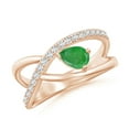 thumbnail image 1 of ANGARA Natural Criss Cross Pear Shaped Emerald Ring with Diamond Accents in 14K Rose Gold for Women (Size-6x4mm) | May Birthstone, Birthday, Anniversary, Jewelry Gift for Women | Natural Emerald Ring, 1 of 8