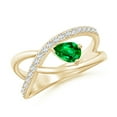 thumbnail image 1 of ANGARA Natural Criss Cross Pear Shaped Emerald Ring with Diamond Accents in 14K Yellow Gold for Women (Size-6x4mm) | May Birthstone, Anniversary, Jewelry Gift for Women | Natural Emerald Ring, 1 of 9