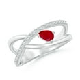 thumbnail image 1 of ANGARA Natural Criss Cross Pear Shaped Ruby Ring with Diamond Accents in 14K White Gold for Women (Size-5x3mm) | July Birthstone, Birthday, Anniversary, Jewelry Gift for Women | Natural Ruby Ring, 1 of 8