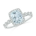 thumbnail image 1 of ANGARA Natural Cushion 1.2 ct Aquamarine Halo Ring with Marquise Motifs in 14K White Gold for Women (Size-8x6mm) | March Birthstone, Anniversary, Jewelry Gift for Women | Natural Aquamarine Ring, 1 of 8