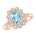thumbnail image 1 of ANGARA Natural Cushion 1.2 ct Aquamarine Ring with Diamond Floral Halo in 14K Rose Gold for Women (Size-8x6mm) | March Birthstone, Anniversary, Jewelry Gift for Women | Natural Aquamarine Ring, 1 of 6