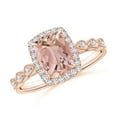 thumbnail image 1 of ANGARA Natural Cushion 1.2 ct Morganite Halo Ring with Marquise Motifs in 14K Rose Gold for Women | Birthday, Anniversary, Jewelry Gift for Women | Natural Morganite Ring, 1 of 11