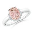 thumbnail image 1 of ANGARA Natural Cushion 1.2 ct Morganite Ring with Diamond Collar in 14K White Gold for Women | Birthday, Anniversary, Jewelry Gift for Women | Natural Morganite Ring, 1 of 7