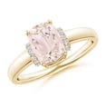 thumbnail image 1 of ANGARA Natural Cushion 1.2 ct Morganite Ring with Diamond Collar in 14K Yellow Gold for Women | Birthday, Anniversary, Jewelry Gift for Women | Natural Morganite Ring, 1 of 7