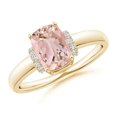 thumbnail image 1 of ANGARA Natural Cushion 1.2 ct Morganite Ring with Diamond Collar in 14K Yellow Gold for Women | Birthday, Anniversary, Jewelry Gift for Women | Natural Morganite Ring, 1 of 10