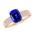 thumbnail image 1 of ANGARA Natural Cushion 1.6 ct Tanzanite Cocktail Ring with Diamonds in 14K Rose Gold for Women (Size-8x6mm) | December Birthstone, Anniversary, Jewelry Gift for Women | Natural Tanzanite Ring, 1 of 8