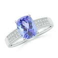 thumbnail image 1 of ANGARA Natural Cushion 1.6 ct Tanzanite Cocktail Ring with Diamonds in 14K White Gold for Women (Size-8x6mm) | December Birthstone, Anniversary, Jewelry Gift for Women | Natural Tanzanite Ring, 1 of 8