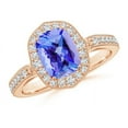 thumbnail image 1 of ANGARA Natural Cushion 1.6 ct Tanzanite Halo Ring in 14K Rose Gold for Women (Size-8x6mm) | December Birthstone, Birthday, Anniversary, Jewelry Gift for Women | Natural Tanzanite Ring, 1 of 8