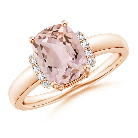 ANGARA Natural Cushion 1.8 ct Morganite Ring with Diamond Collar in 14K Rose Gold for Women | Birthday, Anniversary, Jewelry Gift for Women | Natural Morganite Ring