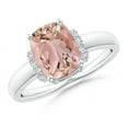 thumbnail image 1 of ANGARA Natural Cushion 1.8 ct Morganite Ring with Diamond Collar in 14K White Gold for Women (Size - 9x7 MM) | Jewelry for Women | Natural Morganite Ring (Ring Size - 4), 1 of 10