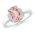 thumbnail image 1 of ANGARA Natural Cushion 1.8 ct Morganite Ring with Diamond Collar in 14K White Gold for Women | Birthday, Anniversary, Jewelry Gift for Women | Natural Morganite Ring, 1 of 10