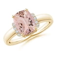 thumbnail image 1 of ANGARA Natural Cushion 1.8 ct Morganite Ring with Diamond Collar in 14K Yellow Gold for Women | Birthday, Anniversary, Jewelry Gift for Women | Natural Morganite Ring, 1 of 7