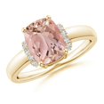 thumbnail image 1 of ANGARA Natural Cushion 1.8 ct Morganite Ring with Diamond Collar in 14K Yellow Gold for Women | Birthday, Anniversary, Jewelry Gift for Women | Natural Morganite Ring, 1 of 7