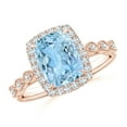 thumbnail image 1 of ANGARA Natural Cushion 1.85 ct Aquamarine Halo Ring with Marquise Motifs in 14K Rose Gold for Women (Size-9x7mm) | March Birthstone, Anniversary, Jewelry Gift for Women | Natural Aquamarine Ring, 1 of 8