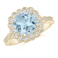 thumbnail image 1 of ANGARA Natural Cushion 1.95 ct Aquamarine Ring with Floral Halo in 14K Yellow Gold for Women (Size-8mm) | March Birthstone, Birthday, Anniversary, Jewelry Gift for Women | Natural Aquamarine Ring, 1 of 7
