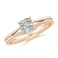 thumbnail image 1 of ANGARA Natural Cushion 1 ct Diamond Engagement Ring in 14K Rose Gold for Women (Size-5.5mm| Color-I-J| Clarity-I1-I2) | April Birthstone, Anniversary, Jewelry Gift for Women | Natural Diamond Ring, 1 of 9