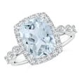 thumbnail image 1 of ANGARA Natural Cushion 2.45 ct Aquamarine Halo Ring with Marquise Motifs in 14K White Gold for Women (Size-10x8mm) | March Birthstone, Anniversary, Jewelry Gift for Women | Natural Aquamarine Ring, 1 of 9