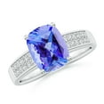 thumbnail image 1 of ANGARA Natural Cushion 2.45 ct Tanzanite Cocktail Ring with Diamonds in 14K White Gold for Women (Size-9x7mm) | December Birthstone, Anniversary, Jewelry Gift for Women | Natural Tanzanite Ring, 1 of 9