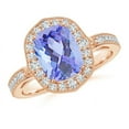thumbnail image 1 of ANGARA Natural Cushion 2.45 ct Tanzanite Halo Ring in 14K Rose Gold for Women (Size-9x7mm) | December Birthstone, Birthday, Anniversary, Jewelry Gift for Women | Natural Tanzanite Ring, 1 of 8