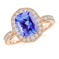 thumbnail image 1 of ANGARA Natural Cushion 2.45 ct Tanzanite Halo Ring in 14K Rose Gold for Women (Size-9x7mm) | December Birthstone, Birthday, Anniversary, Jewelry Gift for Women | Natural Tanzanite Ring, 1 of 7