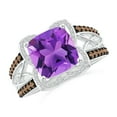 thumbnail image 1 of ANGARA Natural Cushion 3.1 ct Amethyst Celtic Knot Cocktail Ring in 14K White Gold for Women (Size-9mm) | February Birthstone, Birthday, Anniversary, Jewelry Gift for Women | Natural Amethyst Ring, 1 of 8