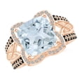 thumbnail image 1 of ANGARA Natural Cushion 3.5 ct Aquamarine Celtic Knot Cocktail Ring in 14K Rose Gold for Women (Size-10mm) | March Birthstone, Birthday, Anniversary, Jewelry Gift for Women | Natural Aquamarine Ring, 1 of 8