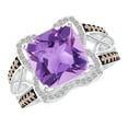 thumbnail image 1 of ANGARA Natural Cushion 3.65 ct Amethyst Celtic Knot Cocktail Ring in 14K White Gold for Women (Size-10mm) | February Birthstone, Birthday, Anniversary, Jewelry Gift for Women | Natural Amethyst Ring, 1 of 9