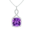 thumbnail image 1 of ANGARA Natural Cushion 4.5 ct Amethyst Pendant with Twisted Loop Bale in 14K White Gold for Women (Size-11mm) | February Birthstone, Anniversary, Jewelry Gift for Women | Natural Amethyst Necklace, 1 of 7