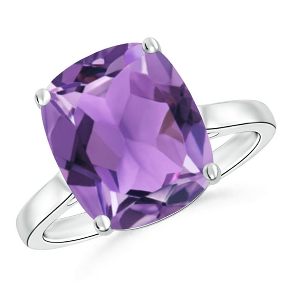 ANGARA Natural Cushion 4.6 ct Amethyst Ring with Hidden Accents in 925 Sterling Silver for Women (Size-12x10mm) | February Birthstone, Anniversary, Jewelry Gift for Women | Natural Amethyst Ring