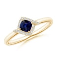 thumbnail image 1 of ANGARA Natural Cushion Blue Sapphire and Diamond Halo Promise Ring in 14K Yellow Gold for Women (Size-4mm) | September Birthstone, Anniversary, Jewelry Gift for Women | Natural Blue Sapphire Ring, 1 of 8