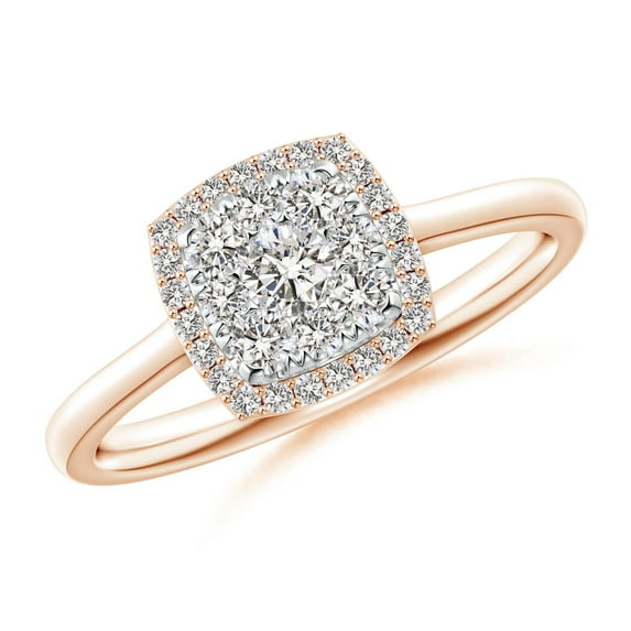 ANGARA Natural Cushion Composite Diamond Halo Ring in 14K Rose Gold for Women (Size-3.3mm| Color-I-J| Clarity-I1-I2) | April Birthstone, Anniversary, Jewelry Gift for Women | Natural Diamond Ring