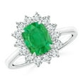thumbnail image 1 of ANGARA Natural Cushion Cut 1.25 ct Emerald and Diamond Floral Ring with Claw Set in 14K White Gold for Women (Size-8x6mm) | May Birthstone, Anniversary, Jewelry Gift for Women | Natural Emerald Ring, 1 of 9