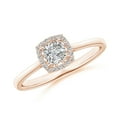 thumbnail image 1 of ANGARA Natural Cushion Diamond Halo Engagement Ring in 14K Rose Gold for Women (Size-4mm| Color-I-J| Clarity-I1-I2) | April Birthstone, Anniversary, Jewelry Gift for Women | Natural Diamond Ring, 1 of 9