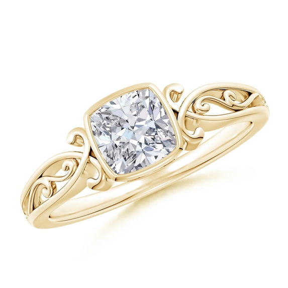 ANGARA Natural Cushion Diamond Solitaire Ring in 14K Yellow Gold for Women (Size-5mm| Color-H| Clarity-SI2) | April Birthstone, Anniversary, Jewelry Gift for Women | Natural Diamond Ring