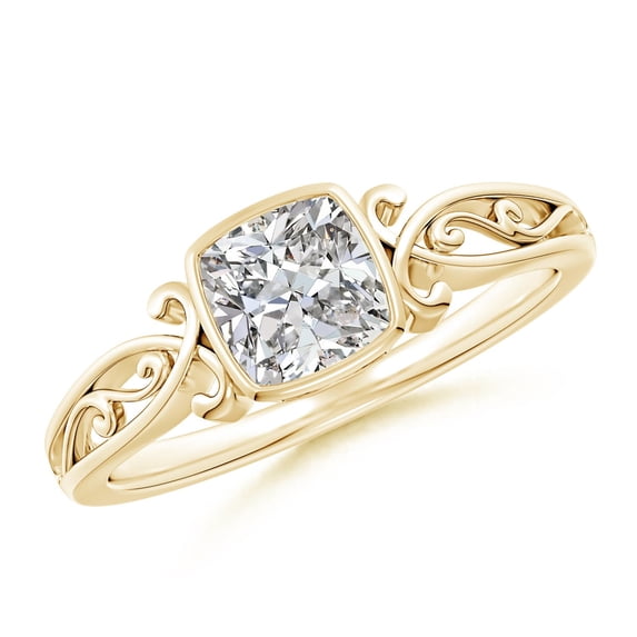 ANGARA Natural Cushion Diamond Solitaire Ring in 14K Yellow Gold for Women (Size-5mm| Color-I-J| Clarity-I1-I2) | April Birthstone, Anniversary, Jewelry Gift for Women | Natural Diamond Ring
