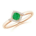 thumbnail image 1 of ANGARA Natural Cushion Emerald and Diamond Halo Promise Ring in 14K Rose Gold for Women (Size-4mm) | May Birthstone, Birthday, Anniversary, Jewelry Gift for Women | Natural Emerald Ring, 1 of 8