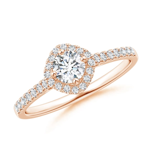 ANGARA Natural Cushion Halo Diamond Ring with Accents in 14K Rose Gold for Women (Size-4.2mm| Color-G| Clarity-VS2) | April Birthstone, Anniversary, Jewelry Gift for Women | Natural Diamond Ring