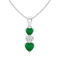 thumbnail image 1 of ANGARA Natural Dangling Emerald and Diamond Triple Heart Pendant in 14K White Gold for Women (Size-5mm) | May Birthstone, Birthday, Anniversary, Jewelry Gift for Women | Natural Emerald Necklace, 1 of 7