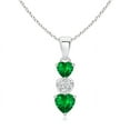 thumbnail image 1 of ANGARA Natural Dangling Emerald and Diamond Triple Heart Pendant in 925 Sterling Silver for Women (Size-5mm) | May Birthstone, Birthday, Anniversary, Jewelry Gift for Women | Natural Emerald Necklace, 1 of 8