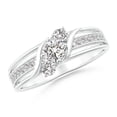 thumbnail image 1 of ANGARA Natural Diagonal Diamond 3 Stone Bypass Ring in 14K White Gold for Women (Size-4mm| Color-I-J| Clarity-I1-I2) | April Birthstone, Anniversary, Jewelry Gift for Women | Natural Diamond Ring, 1 of 8