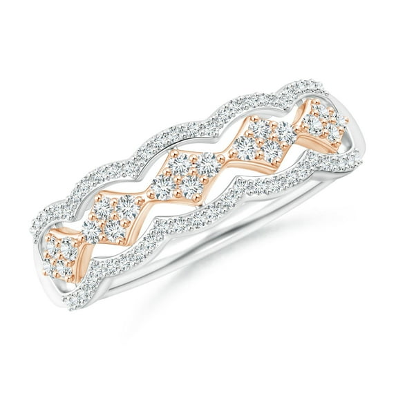 ANGARA Natural Diamond Anniversary Band in 2-Tone Gold in 14K White & Rose Gold for Women (Size-1.3mm| Color-G| Clarity-VS2) | Anniversary, Jewelry Gift for Women | Natural Diamond Ring