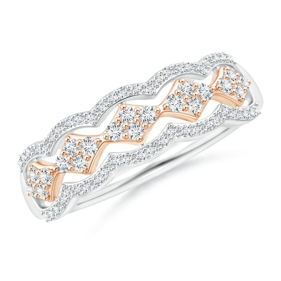 ANGARA Natural Diamond Anniversary Band in 2-Tone Gold in 14K White & Rose Gold for Women (Size-1.45mm| Color-G| Clarity-VS2) | Anniversary, Jewelry Gift for Women | Natural Diamond Ring