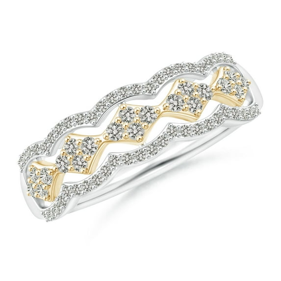 ANGARA Natural Diamond Anniversary Band in 2-Tone Gold in 14K White & Yellow Gold for Women (Size-1.45mm| Color-K| Clarity-I3) | Anniversary, Jewelry Gift for Women | Natural Diamond Ring
