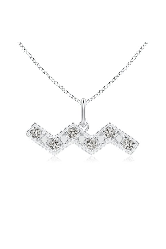 Natural Diamond Aquarius Zodiac Pendant Necklace for Women in 925 Sterling Silver (Color-K, Clarity-I3) | Astrology Jewelry Gift for her | Birthday | Wedding Anniversary | Valentines Day