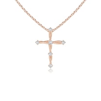 ANGARA Natural Diamond Braided Cross Pendant in 14K Rose Gold for Women (Size-1.85mm| Color-G| Clarity-VS2) | April Birthstone, Anniversary, Jewelry Gift for Women | Natural Diamond Necklace