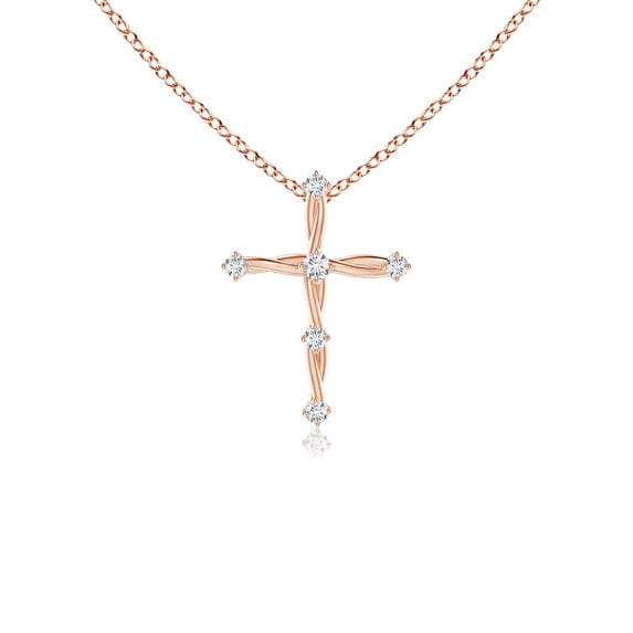 ANGARA Natural Diamond Braided Cross Pendant in 14K Rose Gold for Women (Size-1.85mm| Color-G| Clarity-VS2) | April Birthstone, Anniversary, Jewelry Gift for Women | Natural Diamond Necklace
